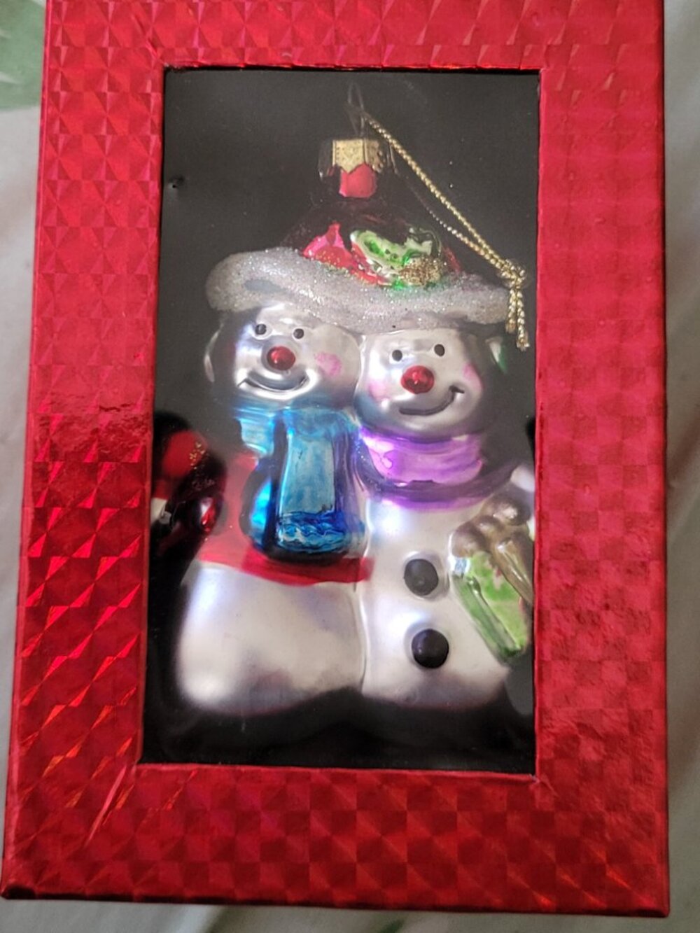 Antique Holiday Snow Man and Woman Christmas Decoration